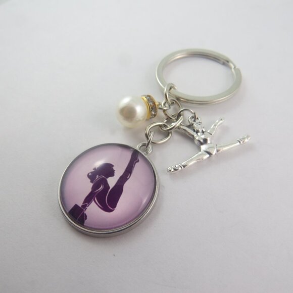 Gymnastic Key Chain Gymnast Key Chain with Charms Gymnastics Girls Coach Gift - Picture 2 of 4
